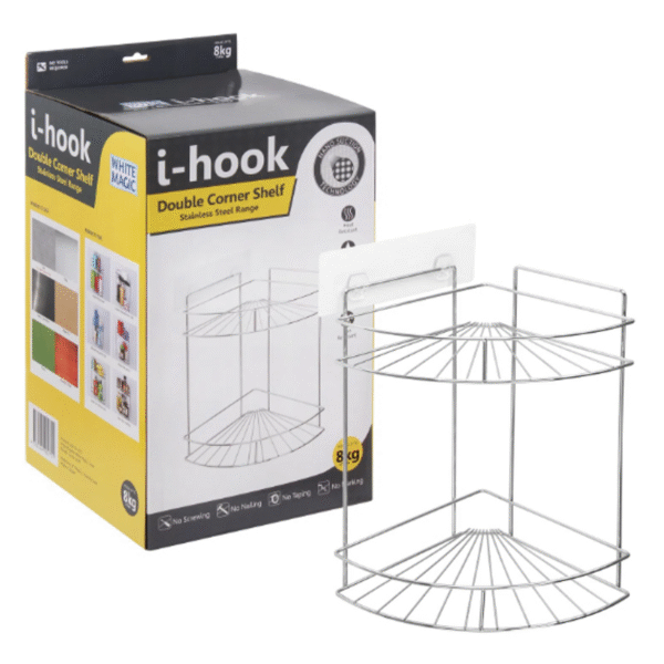 White Magic i-hook Double Corner Shelf